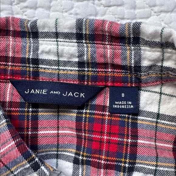 Janie and Jack Red and White Plaid Bits shirt - Picture 2 of 5